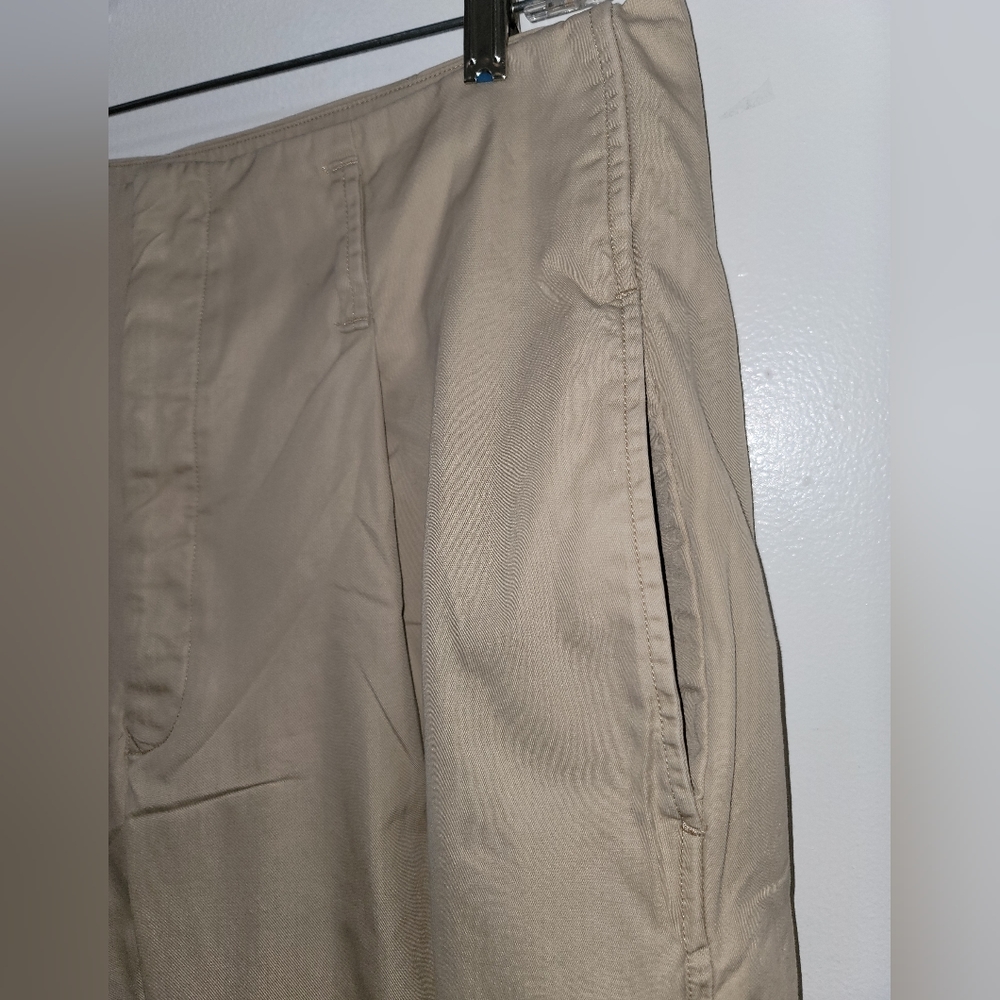 Polo Ralph Lauren Khaki Cotton Button Fly Pleated Cropped Pants Size 12 - Picture 8 of 16